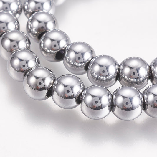Αιματίτης στρογγυλός ασημί 8mm