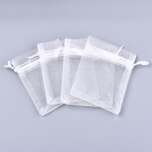 Πουγκί οργάντζας λευκό 12x9cm
