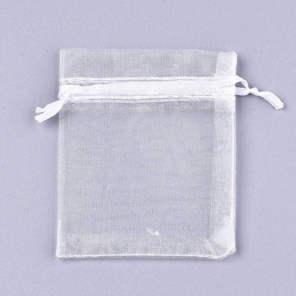 Πουγκί οργάντζας λευκό 12x9cm