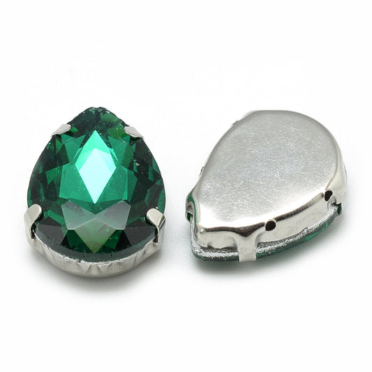 Σμαραγδί κρύσταλλα ραφτά με βάση 14mm