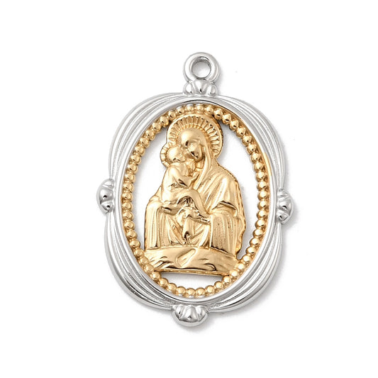 Ατσάλινο δίχρωμο στοιχείο παναγία 27mm