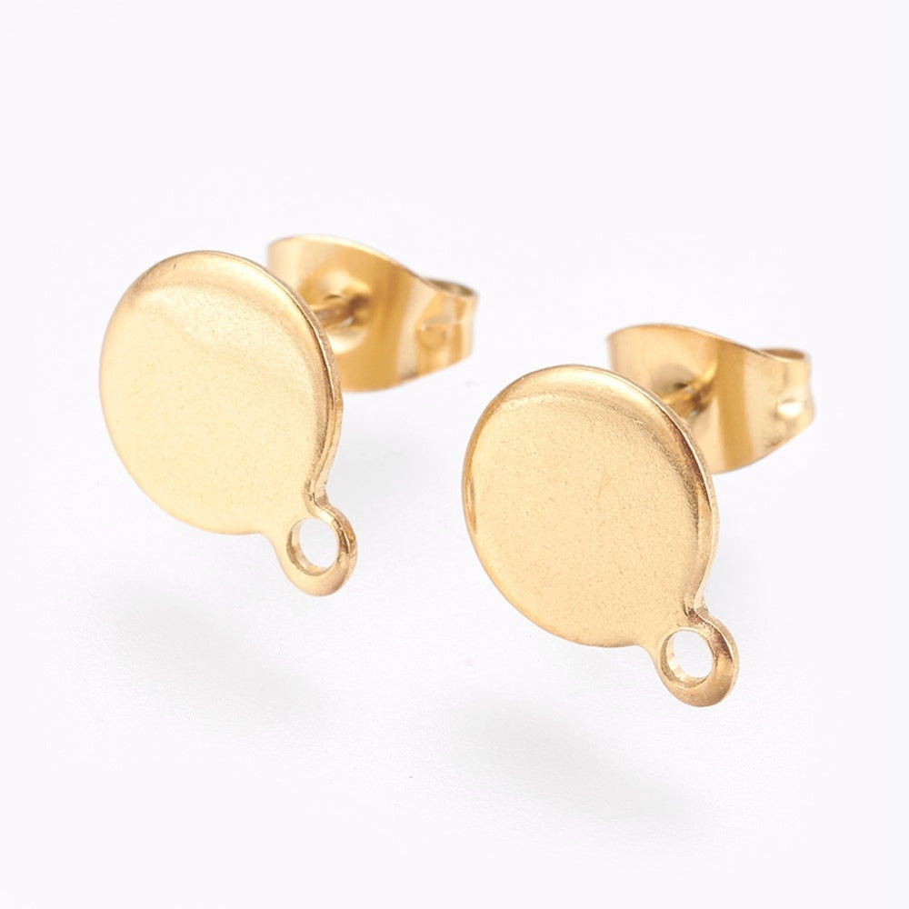 Ατσάλινη επίπεδη βάση σκουλαρικιού 8mm με κρικάκι