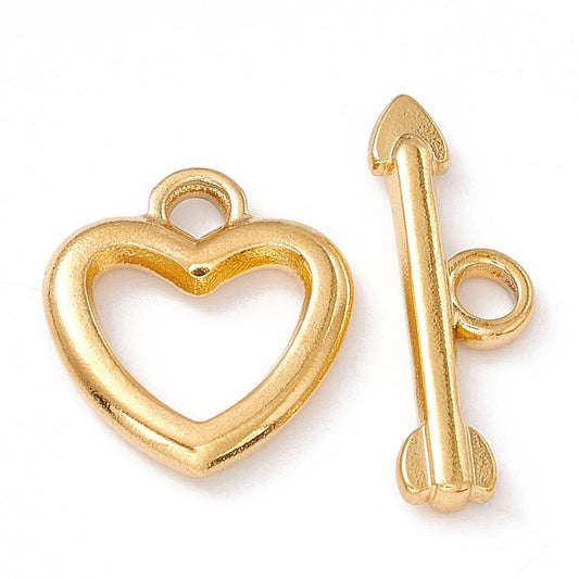 Ατσάλινο Κούμπωμα με καρδιά και μπάρα βέλος-ATSG45