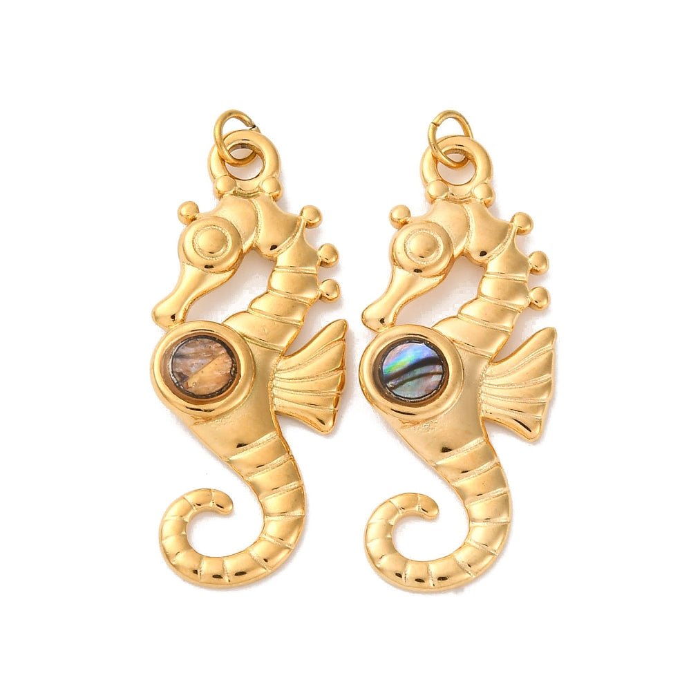 Ατσάλινο Στοιχείο ιππόκαμπος με φυσική πέτρα