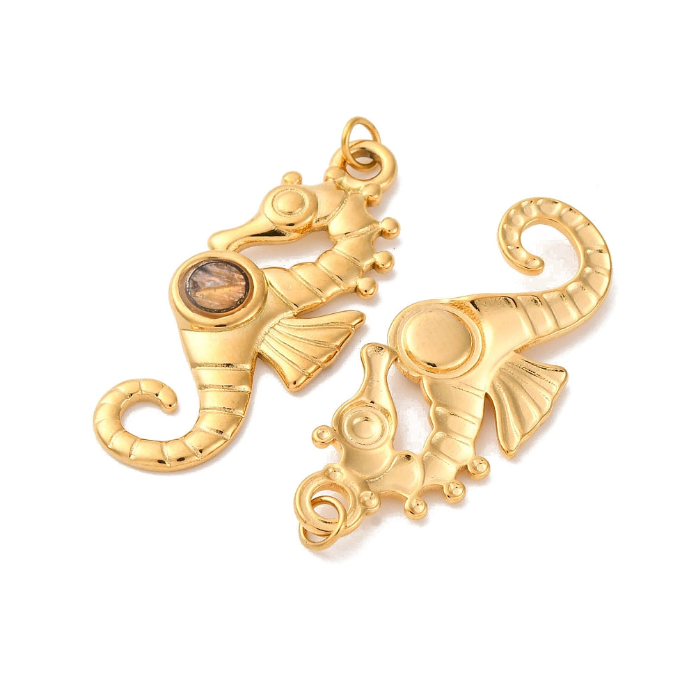 Ατσάλινο Στοιχείο ιππόκαμπος με φυσική πέτρα