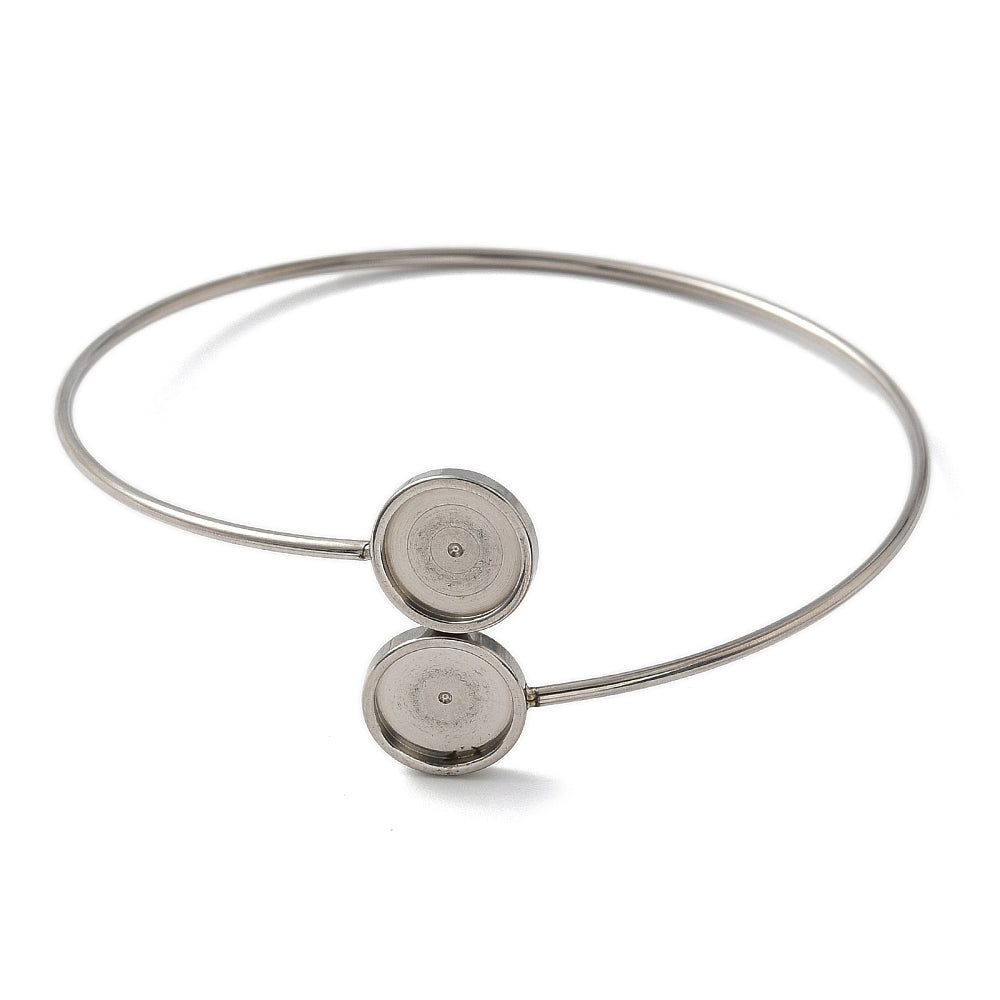 Ατσάλινη ασημί χειροπέδα με καστόνι 8mm