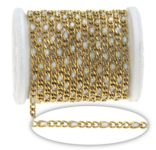 Αλυσίδα Ατσάλινη Figaro Διαμαντέ με Σμάλτο Glitter 2.8x0.8mm
