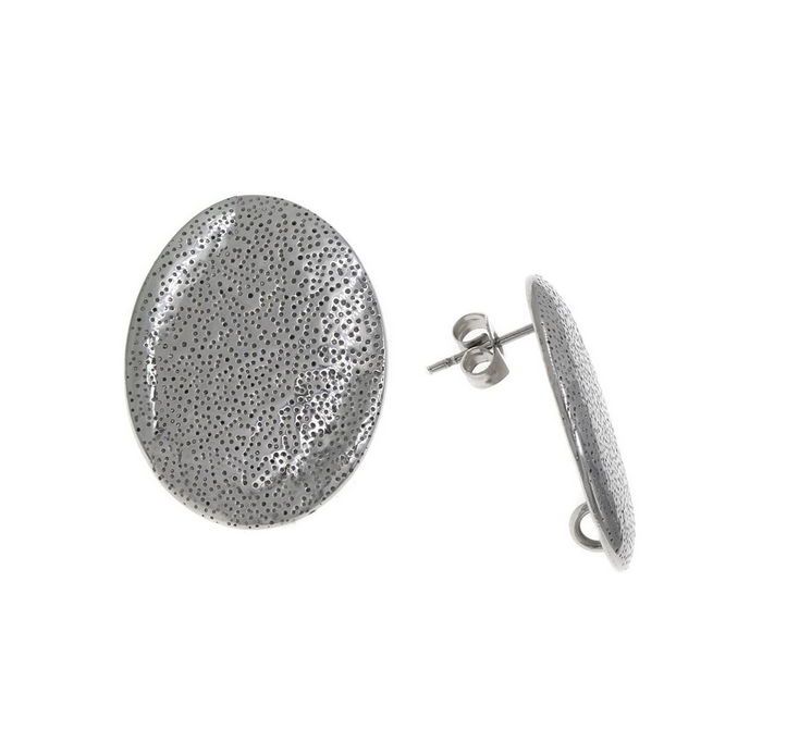 Σκουλαρίκι Ατσάλινο Καρφάκι Οβάλ με Κρικάκι