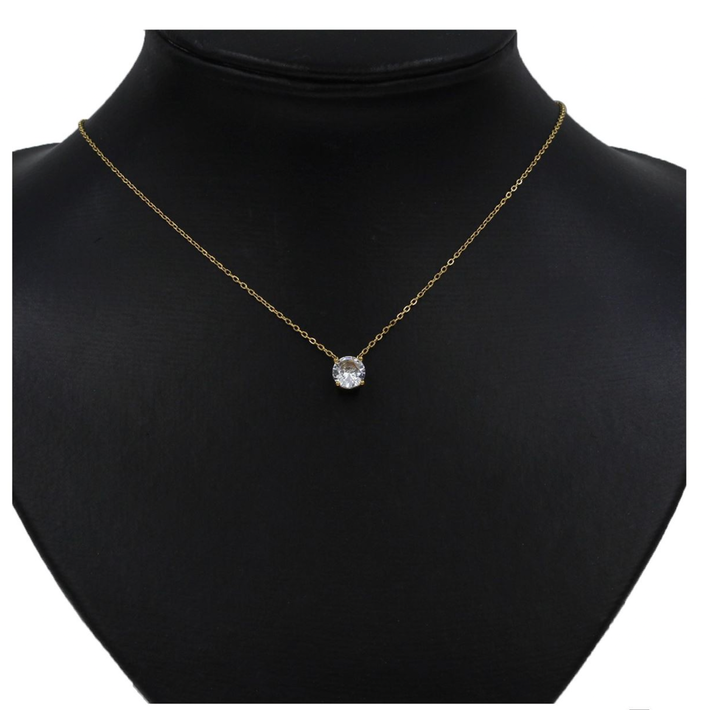 Ατσάλινο κολιέ με μονόπετρο χρυσό