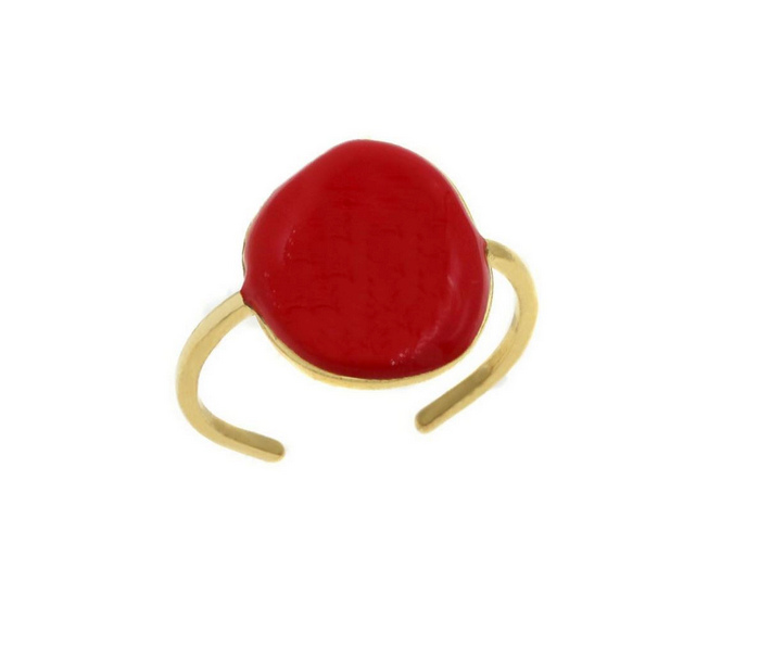 Ατσάλινο δαχτυλίδι με κόκκινο σμάλτο