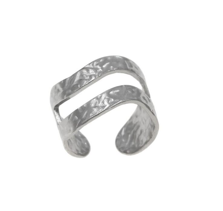 Ατσάλινο δαχτυλίδι κυματιστό ασημί