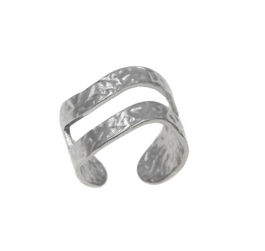 Ατσάλινο δαχτυλίδι κυματιστό ασημί