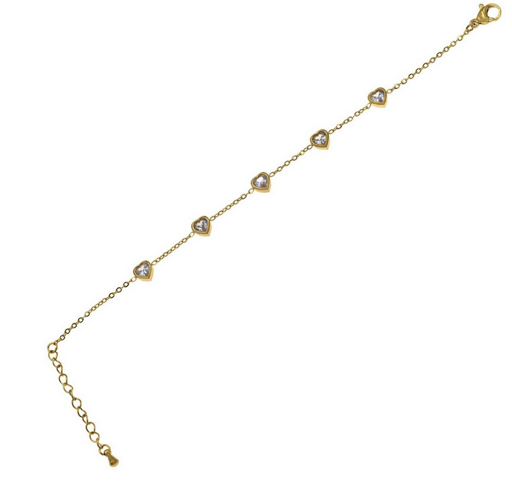 Ατσάλινο βραχιόλι με καρδιές