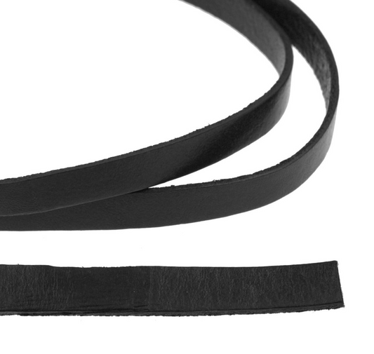 Δερμάτινο μαύρο κορδόνι πλακέ 10mm