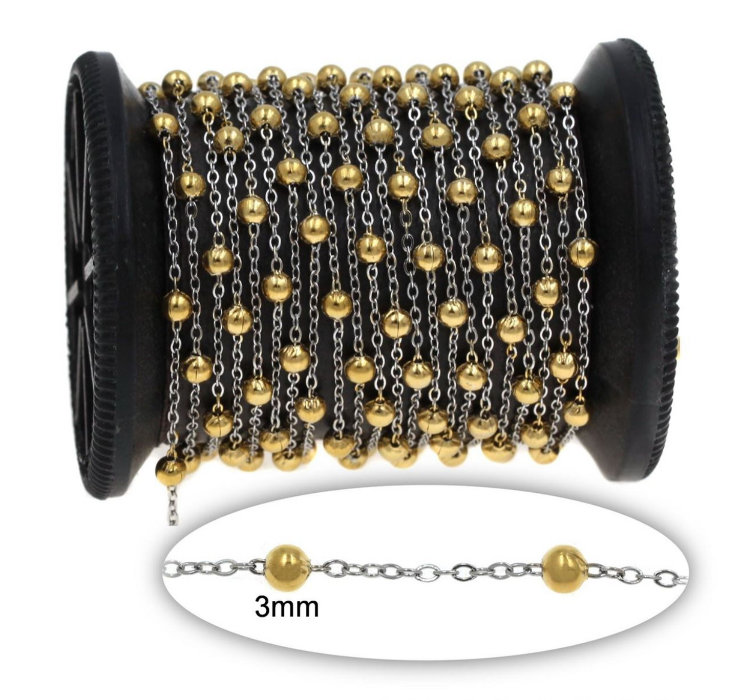 Αλυσίδα Ατσάλινη με μπιλάκι δίχρωμη-SGB3