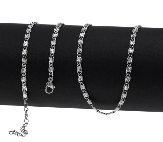 Aτσάλινη ασημί αλυσίδα μαίανδρος 45cm