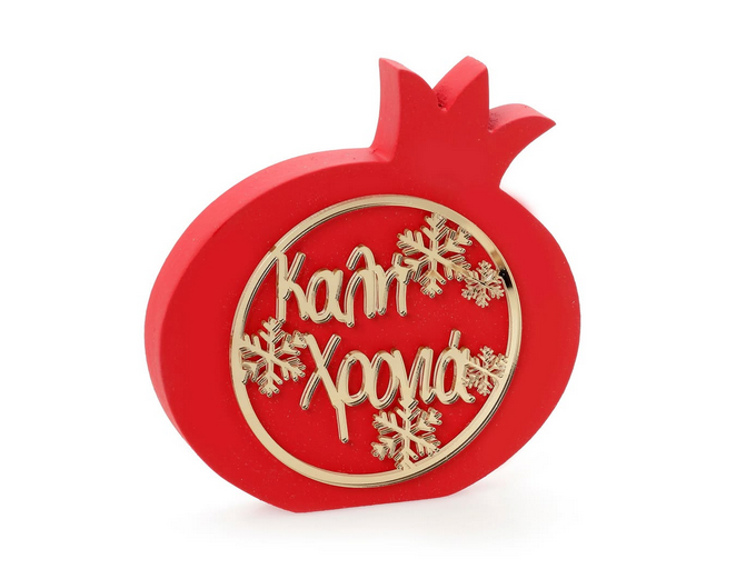 Επιτραπέζιο γούρι ρόδι κόκκινο 15cm