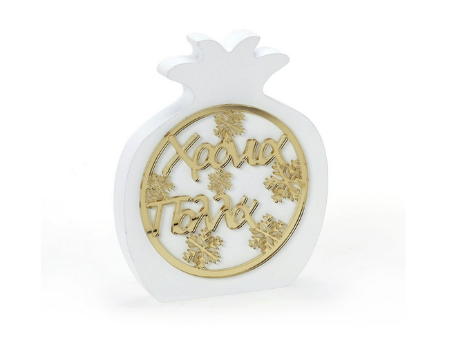 Επιτραπέζιο γούρι λευκό ρόδι 15cm