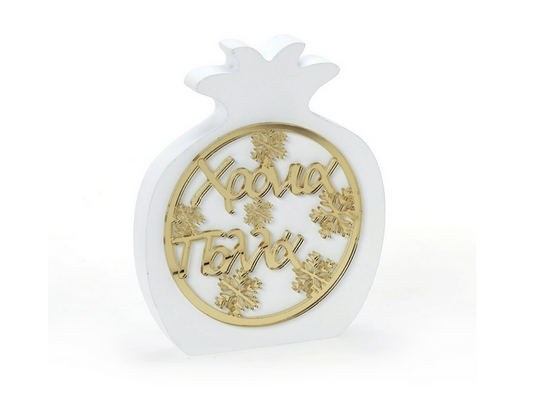 Επιτραπέζιο γούρι λευκό ρόδι 15cm