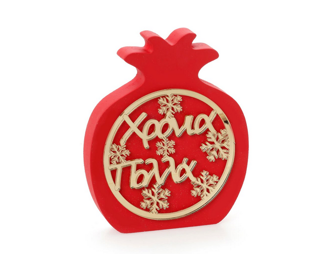 Επιτραπέζιο γούρι κόκκινο ρόδι 15cm