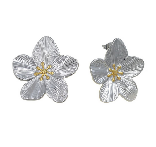 Σκουλαρίκια Ατσάλινα Καρφάκι Λουλούδι 28mm