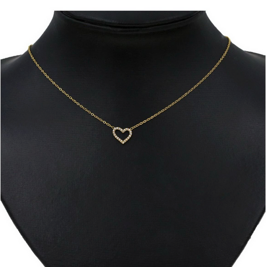 Ατσάλινο κολιέ με καρδιά με στρας