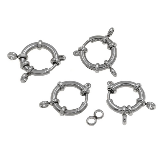 Ατσάλινο ασημί ναυτικό κούμπωμα 18mm ATSS39