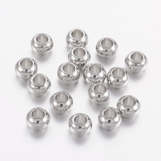 Μεταλλικές χάντρες ασημί 6mm