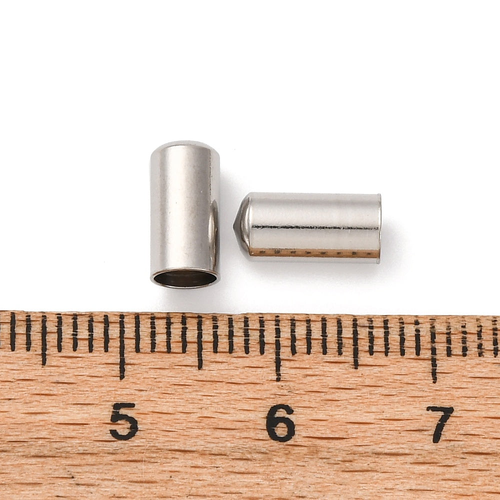 Ατσάλινο ασημί καπάκι  με τρύπα 4mm