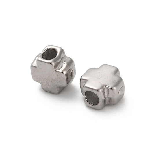 Ατσάλινη Χάντρα ασημί σταυρός 4mm