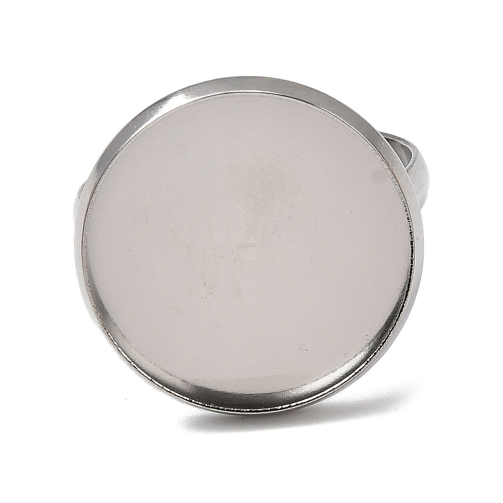 Ατσάλινη ασημί βάση δαχτυλιδιού 18mm