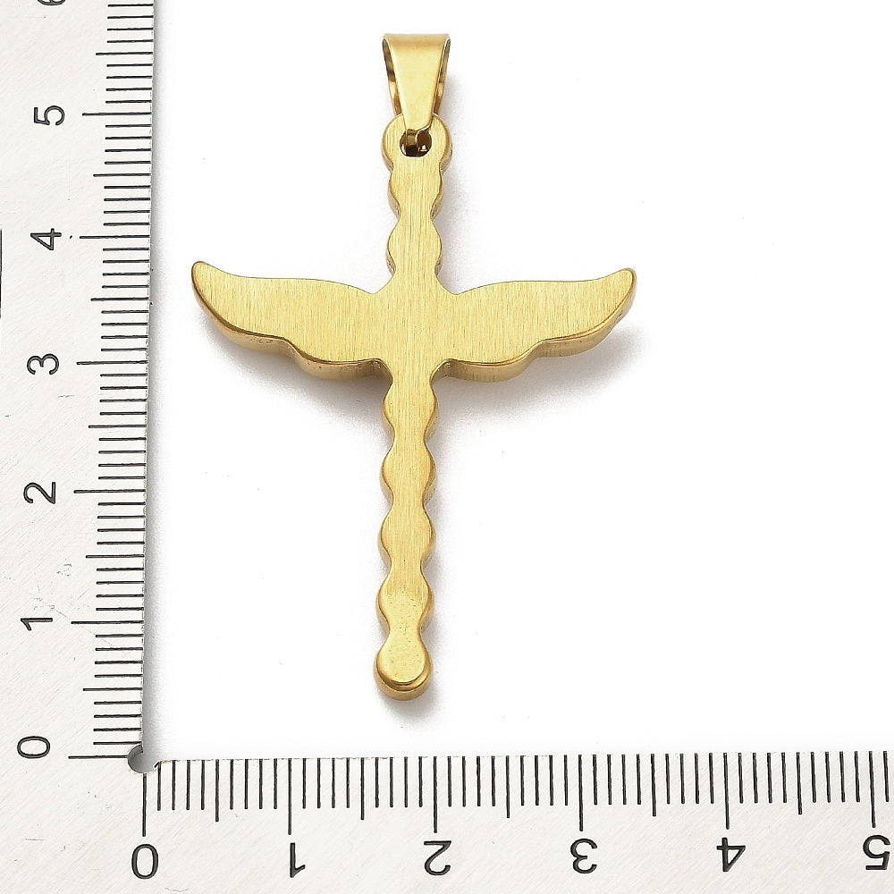 Ατσάλινος σταυρός με στρας 44mm