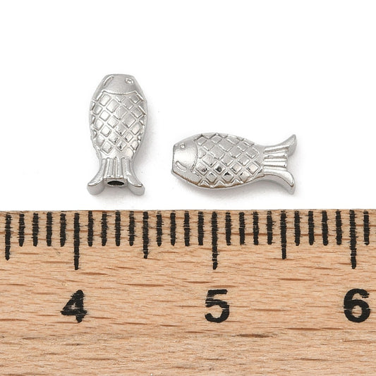 Ατσάλινη Χάντρα ασημί ψάρι 9mm