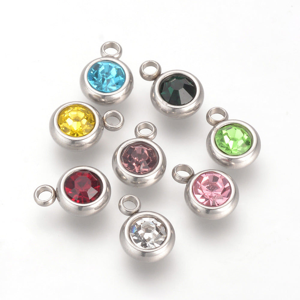 Ατσάλινο Στοιχείο birthstone 8.5mm