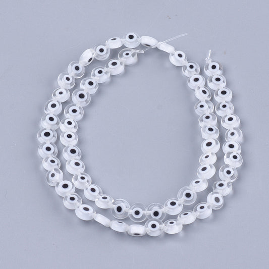Γυάλινα λευκά μάτια 6mm