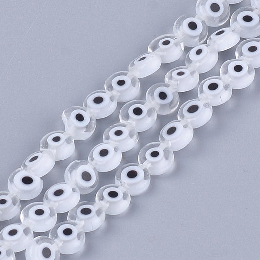 Γυάλινα λευκά μάτια 6mm