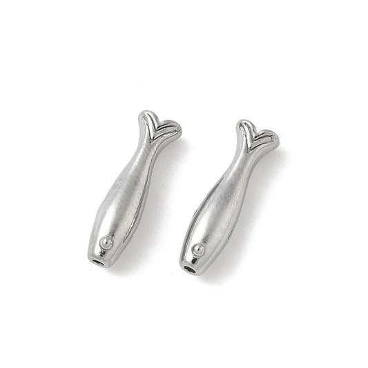 Ατσάλινη Χάντρα ασημί ψάρι 14mm