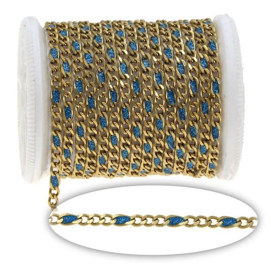 Αλυσίδα Ατσάλινη Figaro Διαμαντέ με Σμάλτο Glitter 2.8x0.8mm
