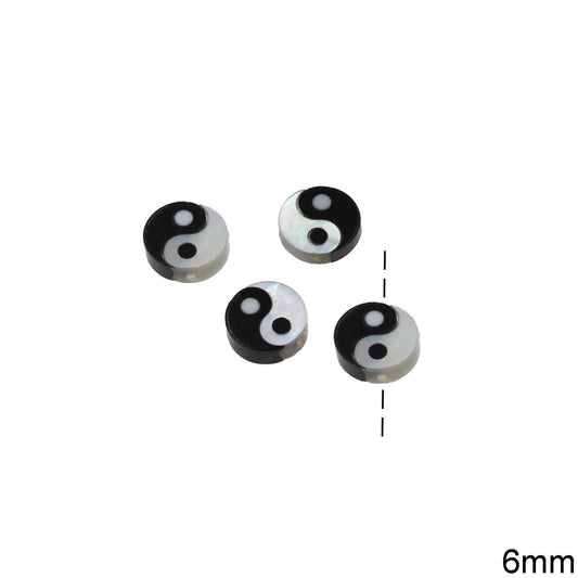 Φίλντισι χάντρα Yin Yang 6mm
