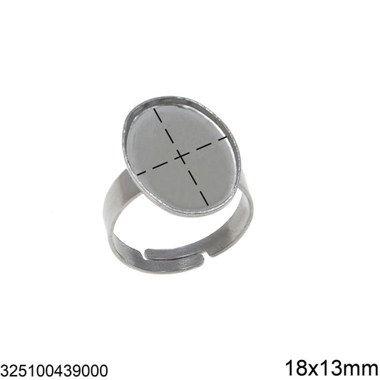 Ατσάλινη ασημί βάση δαχτυλιδιού 18mm