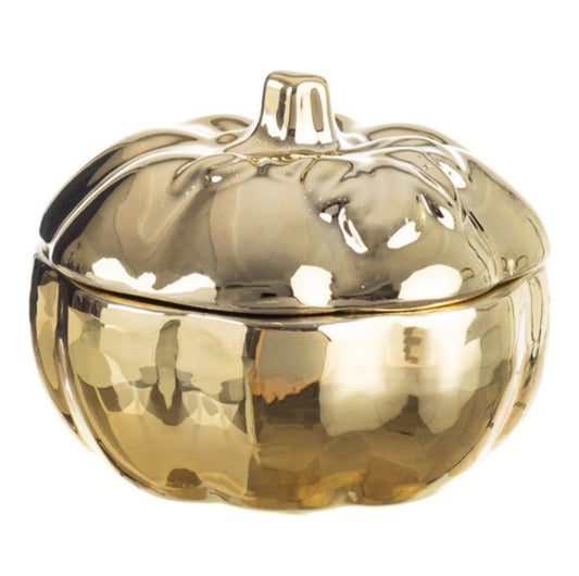 Κεραμική χρυσή κολοκύθα με καπάκι